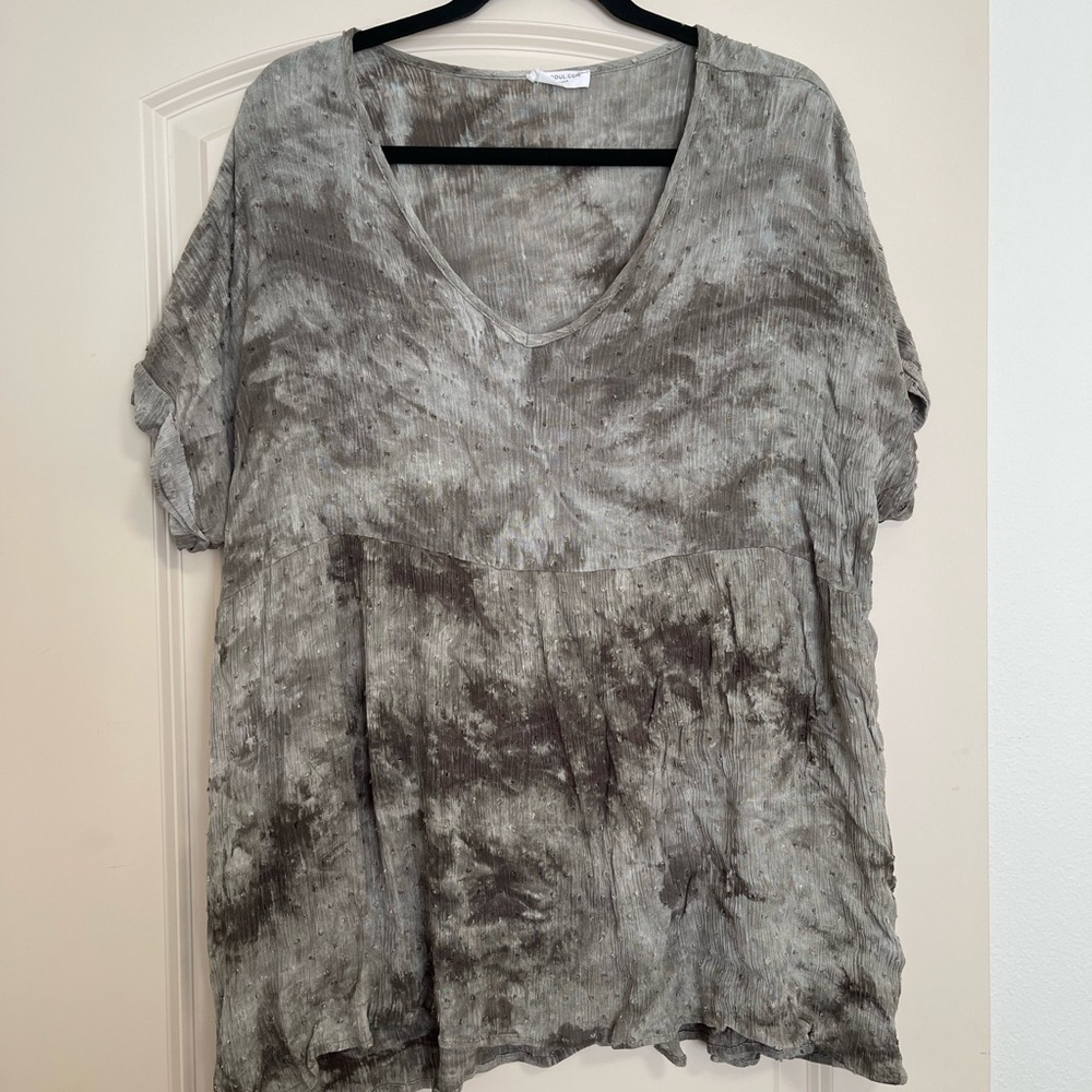 Gray Tie-Dye Women's Top